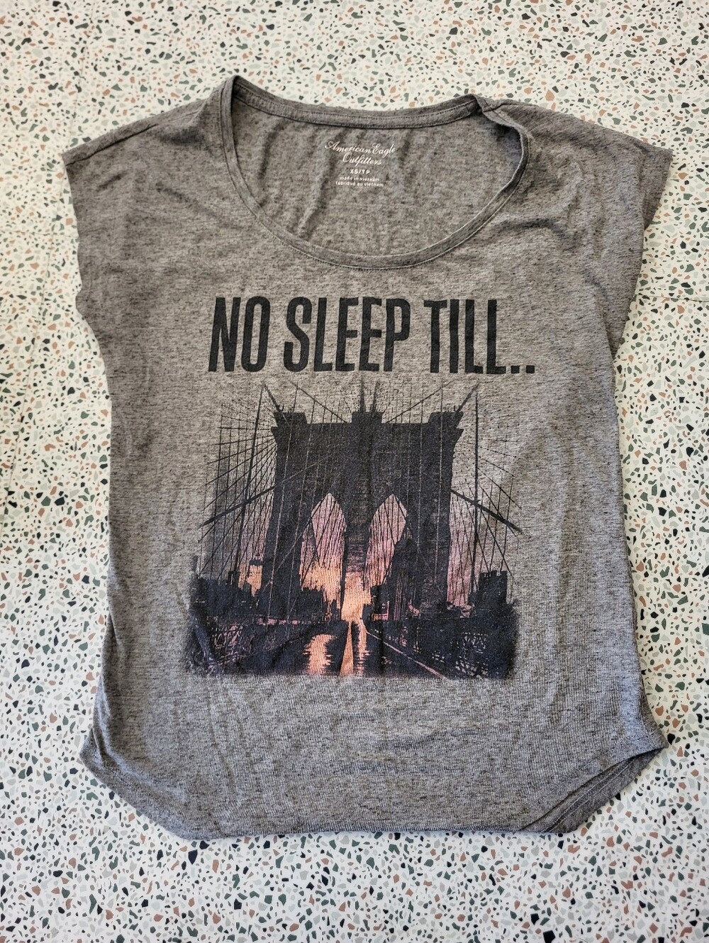 American Eagle Outfitters Heather Gray "No Sleep Till" Graphic Tee